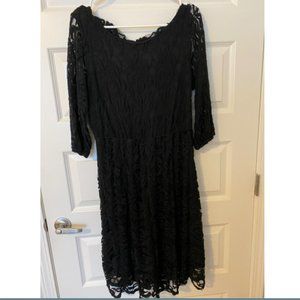 ING+ Black Midi Lace Dress with open back